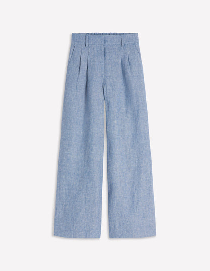 Kensington Linen Trousers-Blue Chambray-5