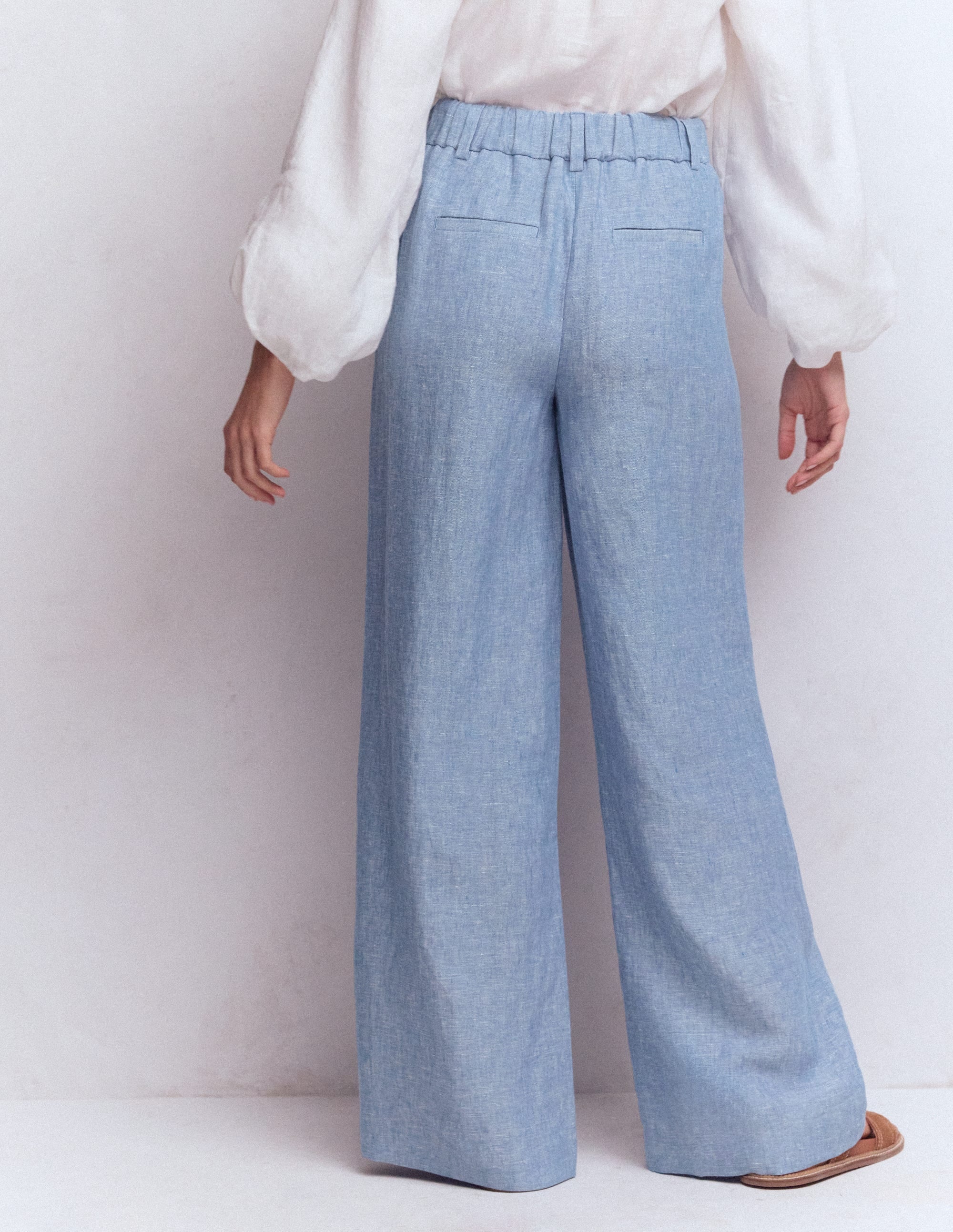 Kensington Linen Trousers-Blue Chambray - Image 3