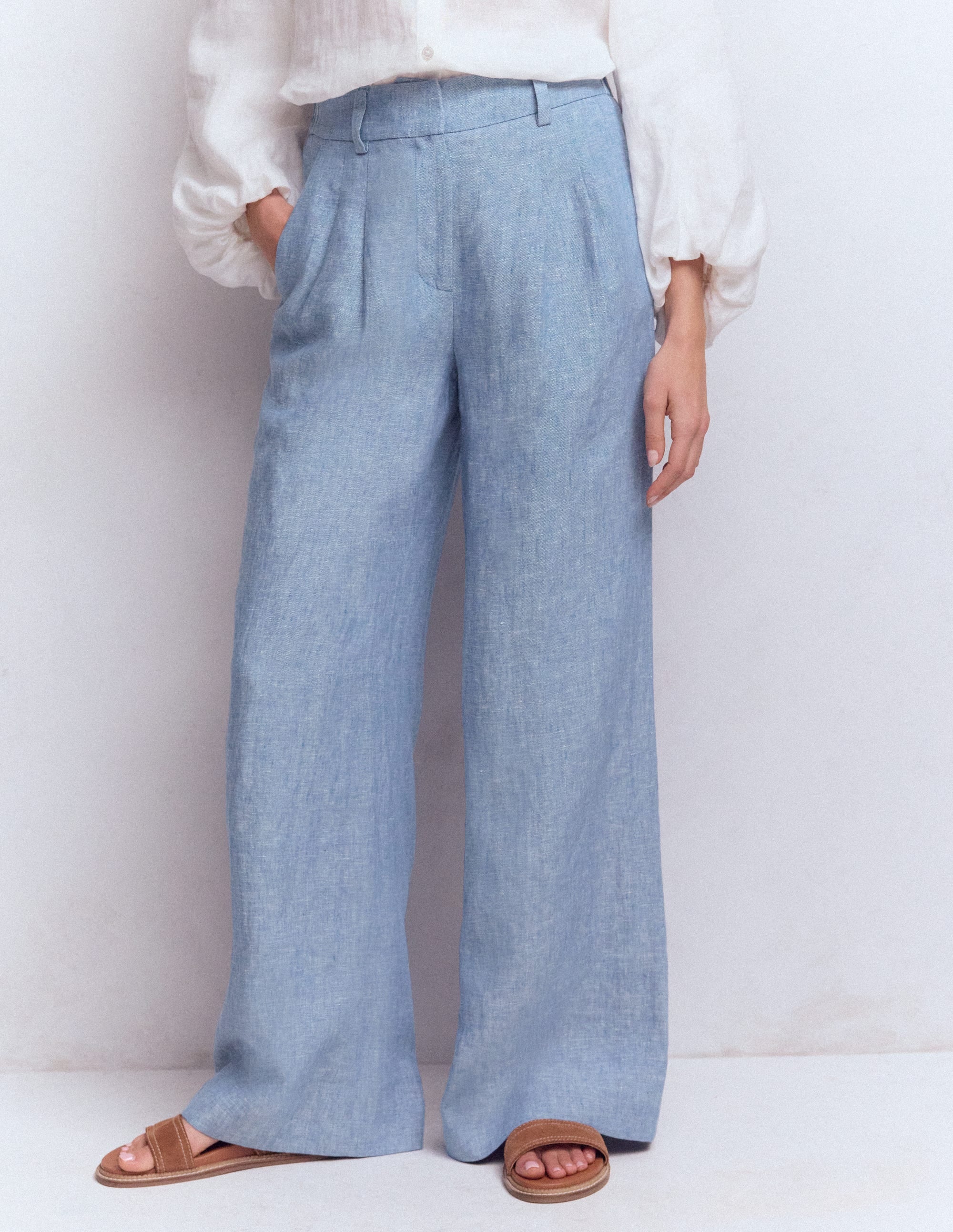 Kensington Linen Trousers-Blue Chambray - Image 4