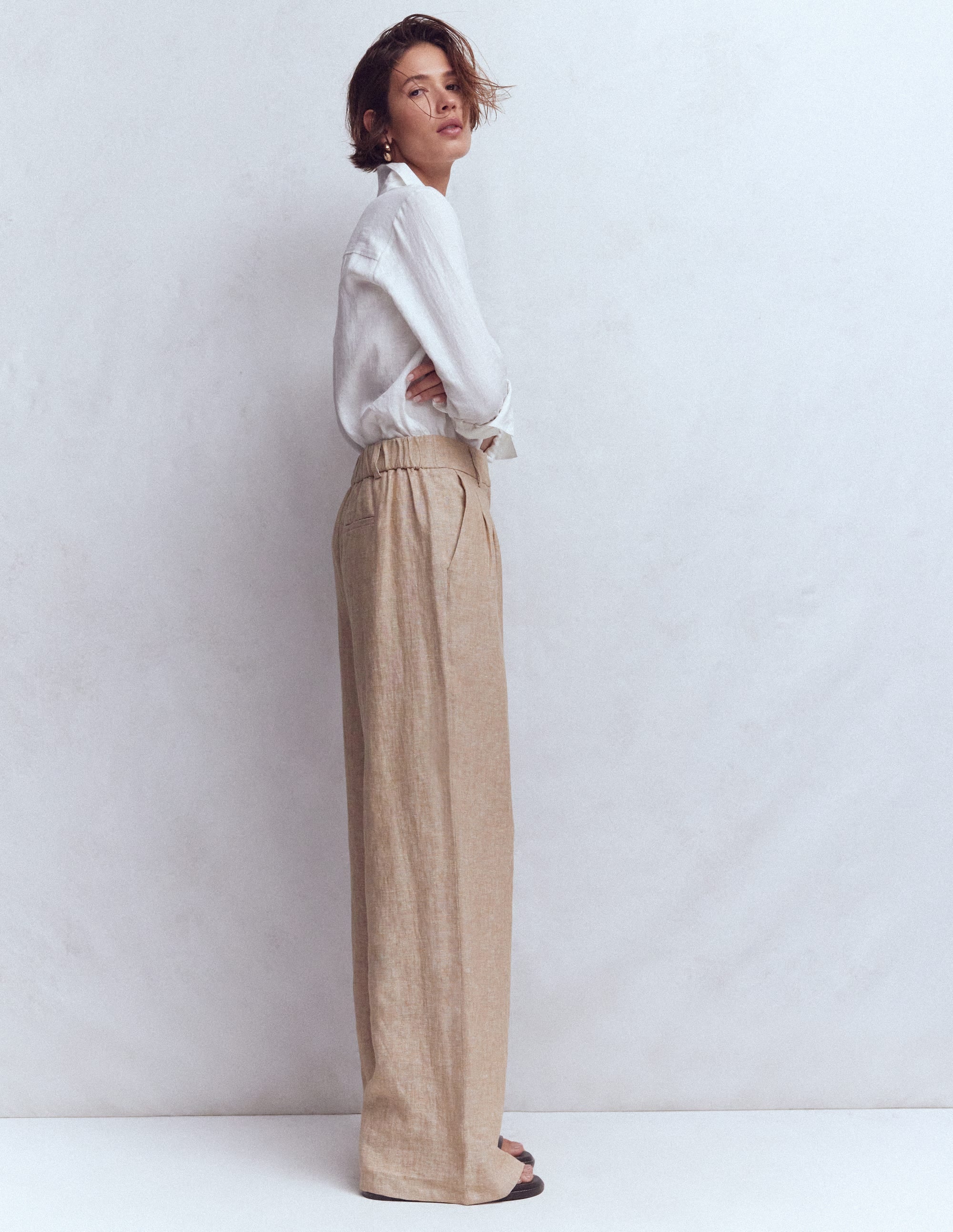Kensington Linen Trousers-Cappuccino Chambray - Image 1