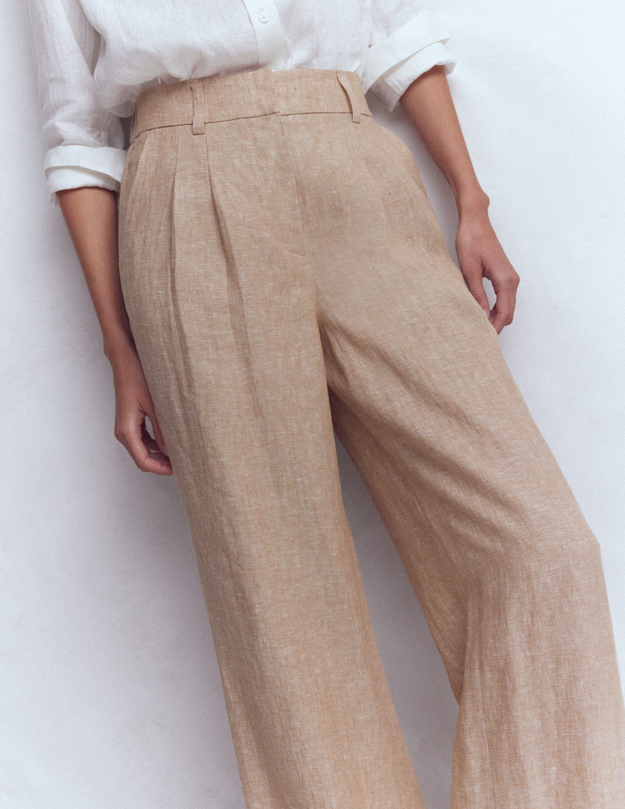 Kensington Linen Trousers-Cappuccino Chambray - Image 2