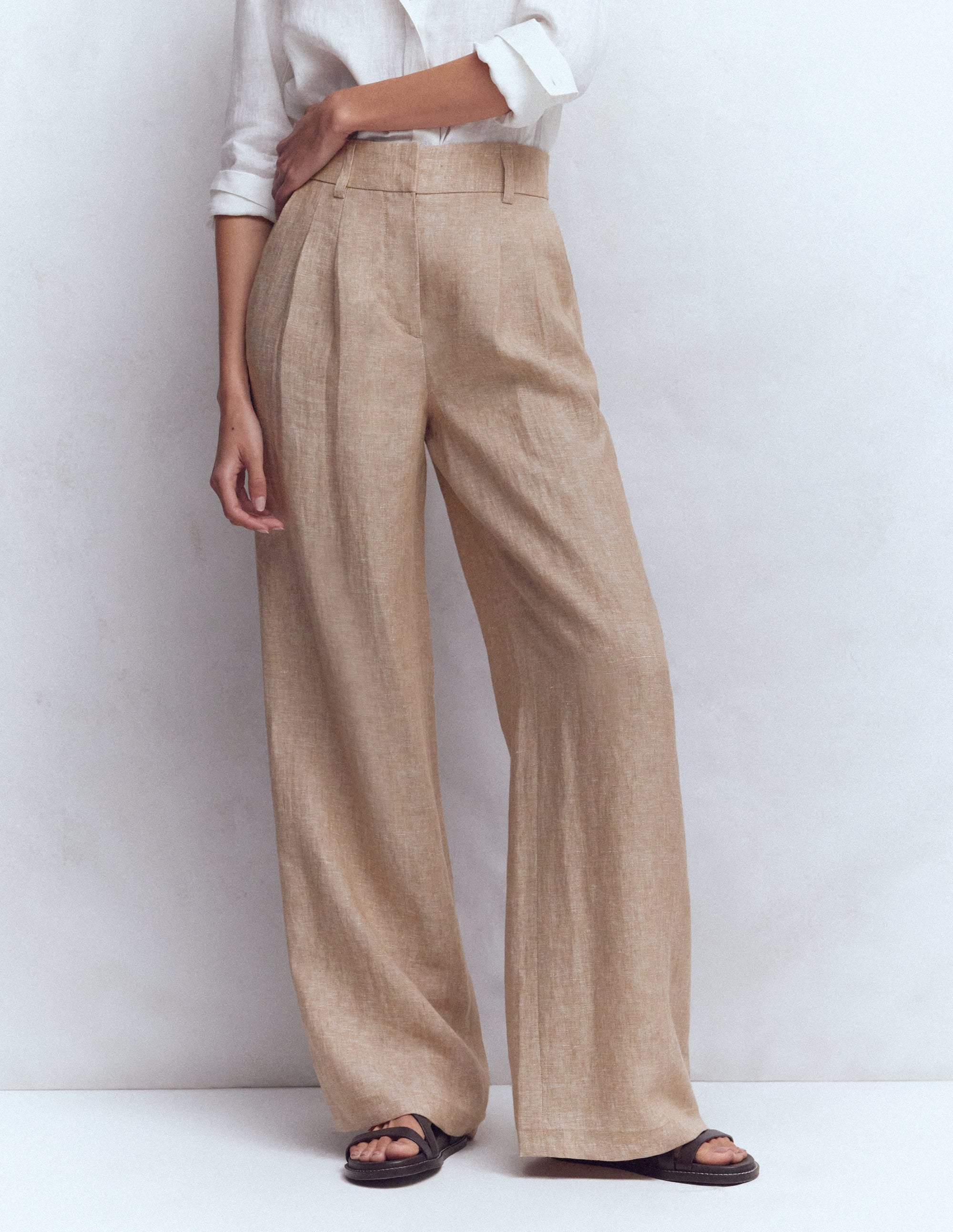 Kensington Linen Trousers-Cappuccino Chambray - Image 4