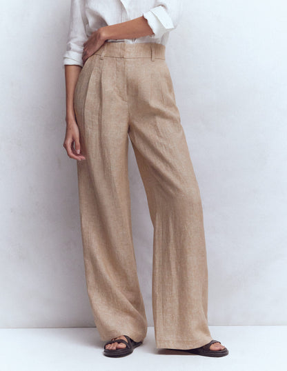 Kensington Linen Trousers-Amphora Chambray-4