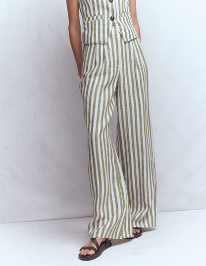 Kensington Linen Trousers-Mayfly Stripe-4