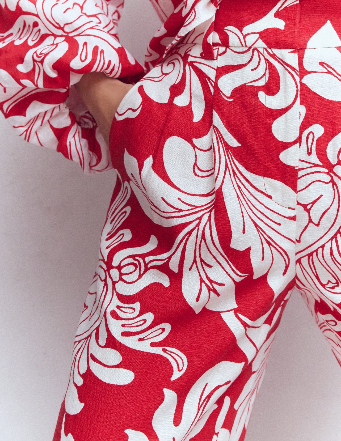 Kensington Linen Trousers-Salsa, Delicate Blossom