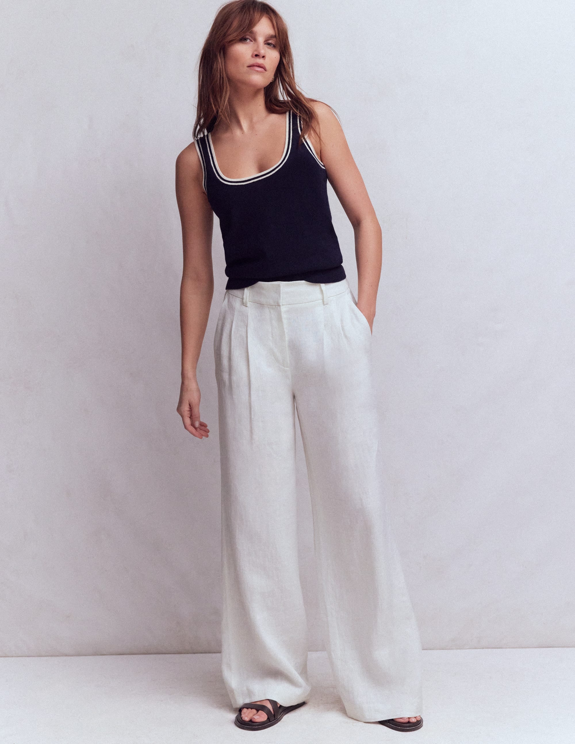 Kensington Linen Trousers-White - Image 1