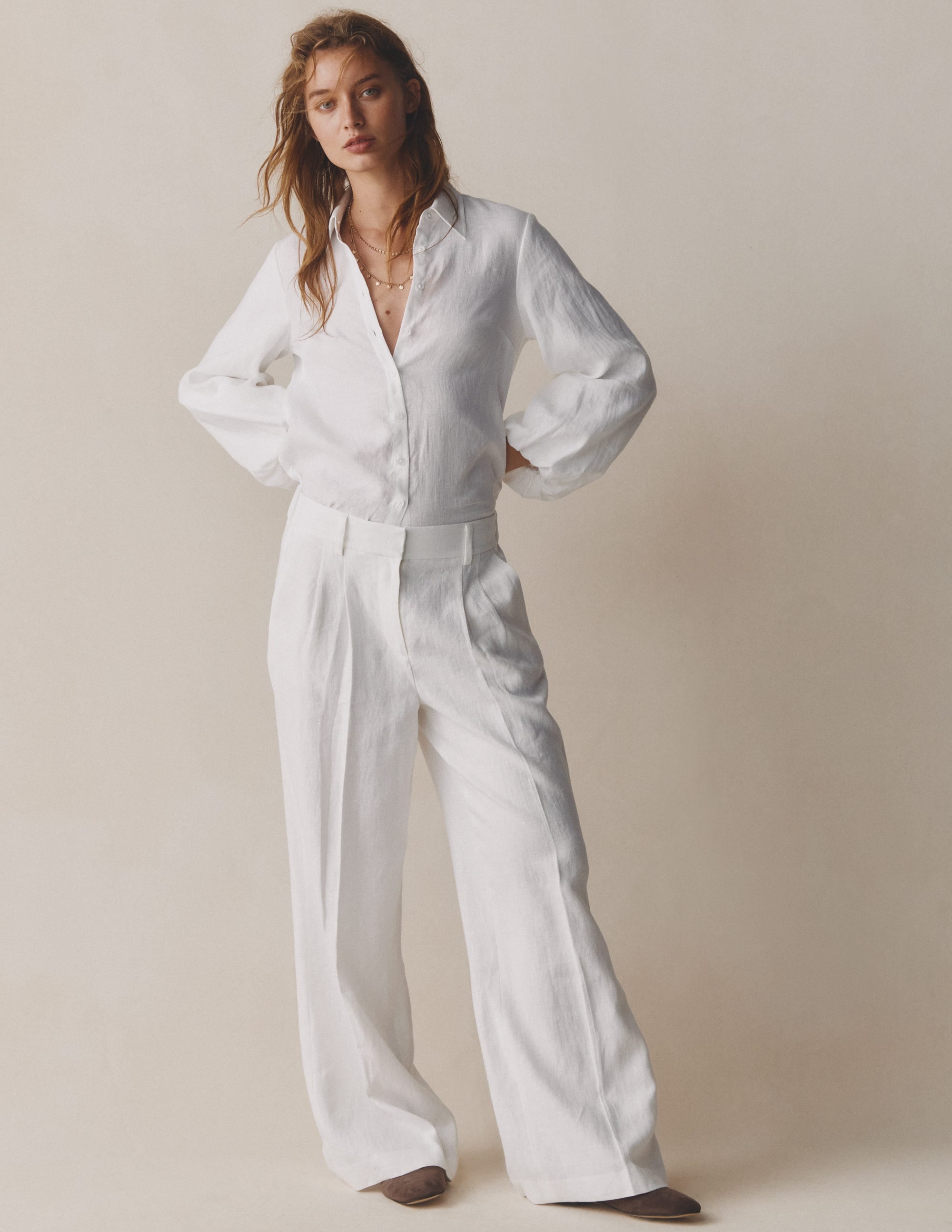 Kensington Linen Trousers-White - Image 6