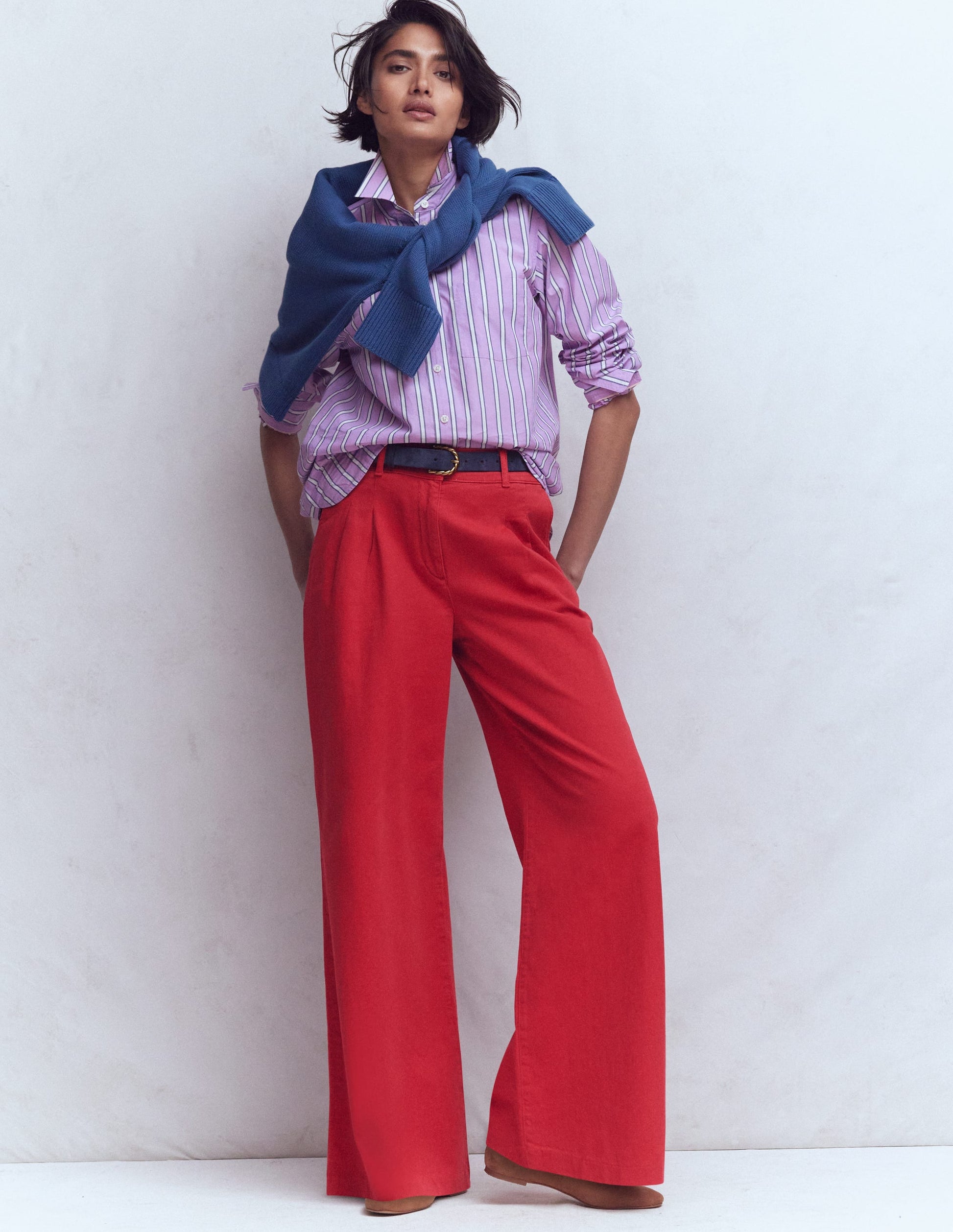 Kensington Wide Leg Trousers-Poppy Red-1