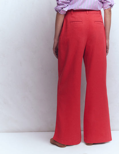 Kensington Wide Leg Trousers-Poppy Red-4