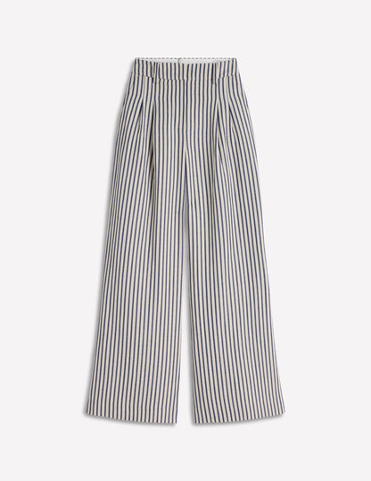 Kensington Wide Leg Trousers-Blue and Ivory Stripe-7