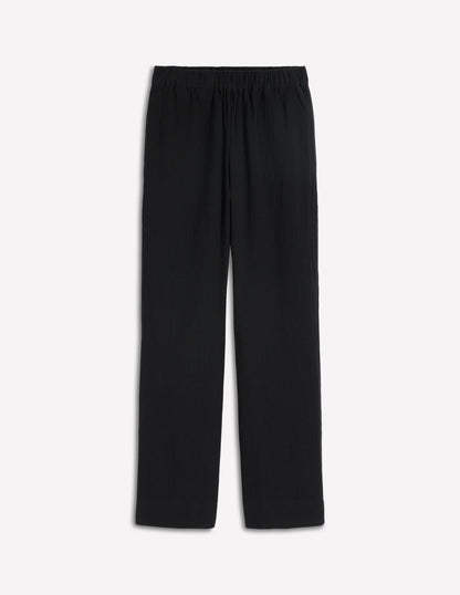 Pull-on Double Cloth Trousers-Black-5