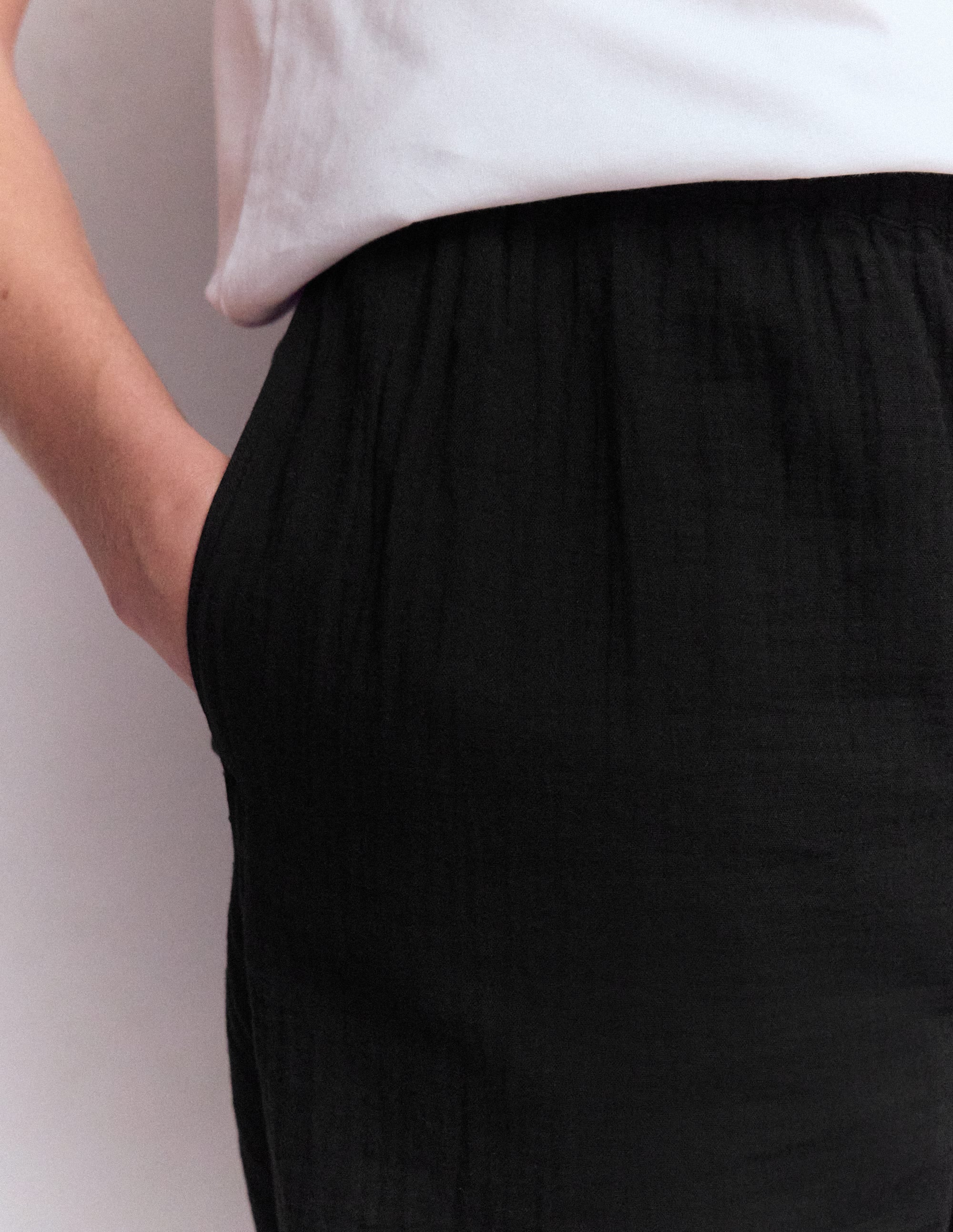 Pull On Double Cloth Trousers-Black - Image 2