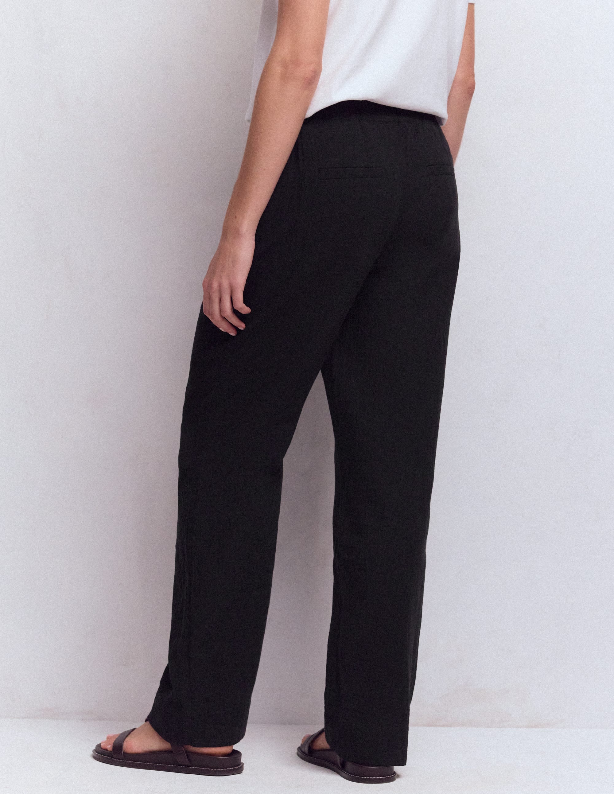 Pull On Double Cloth Trousers-Black - Image 3