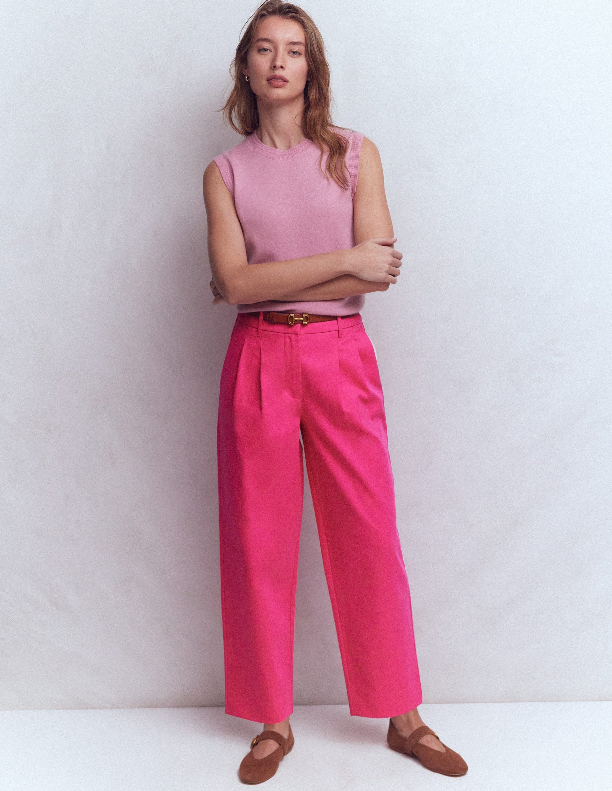 Bloomsbury Cotton Trousers-Pink Peony-2