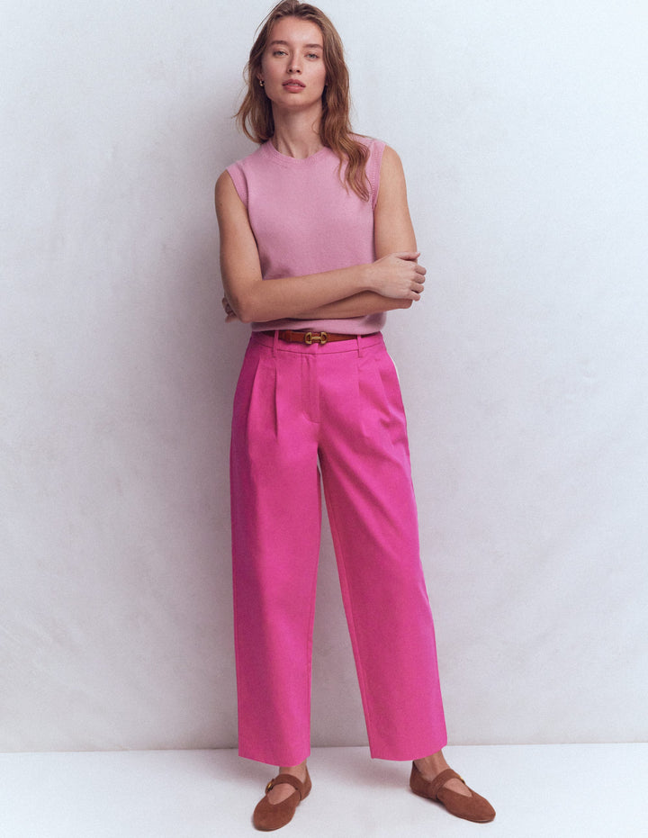 Bloomsbury Cotton Trousers-Pink Peony