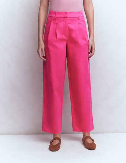 Bloomsbury Cotton Trousers-Pink Peony-5