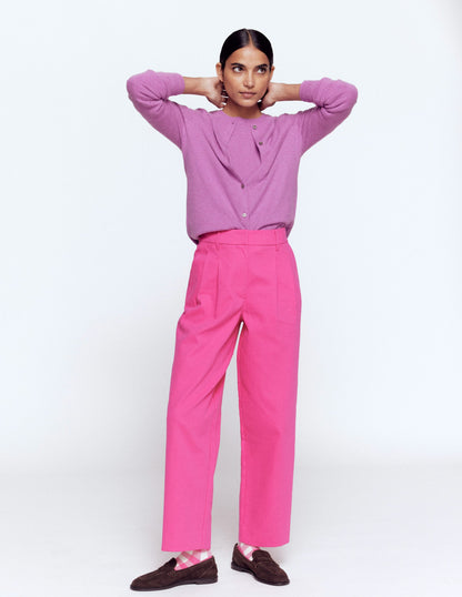 Bloomsbury Cotton Trousers-Pink Peony-1