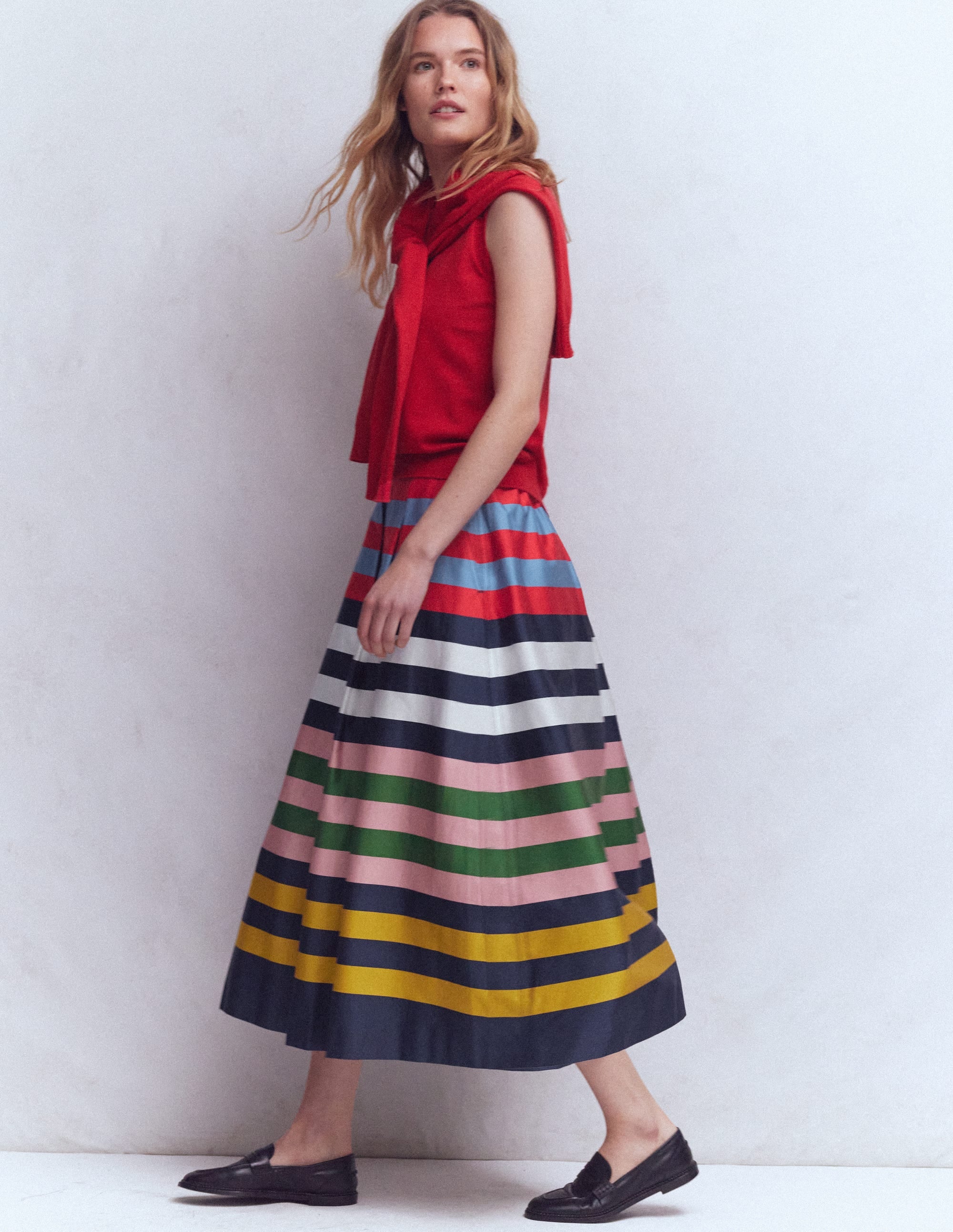 Verity Sateen Skirt-Multi Stripe - Image 1