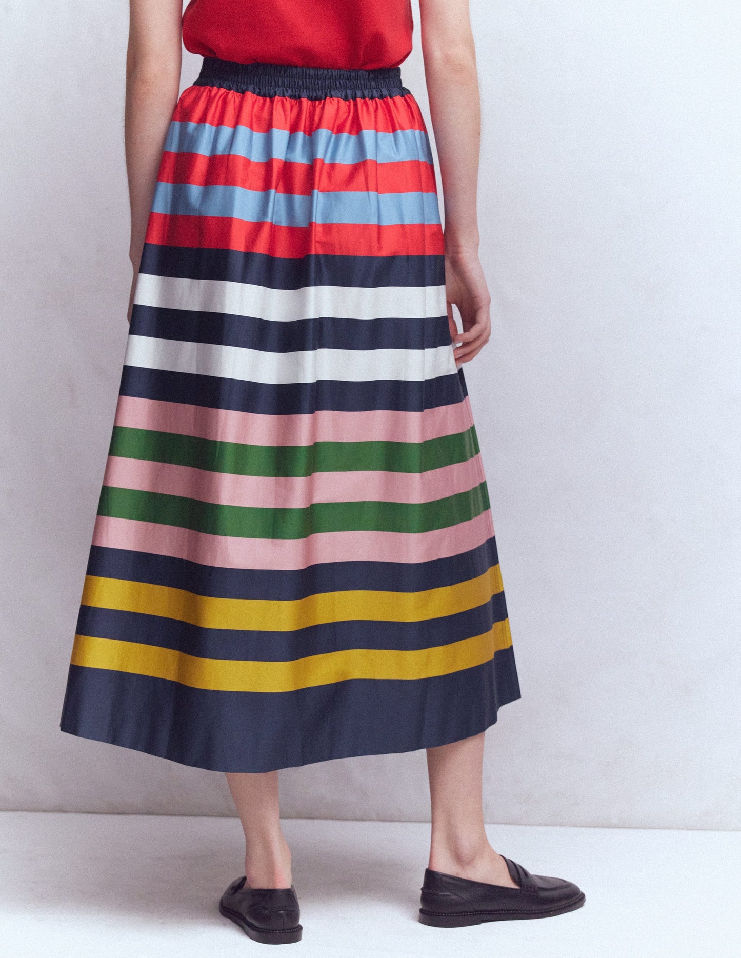 Verity Sateen Skirt-Multi Stripe