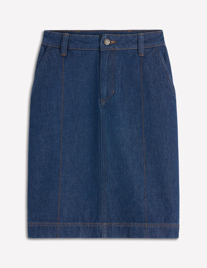 Straight Denim Skirt-Indigo-7