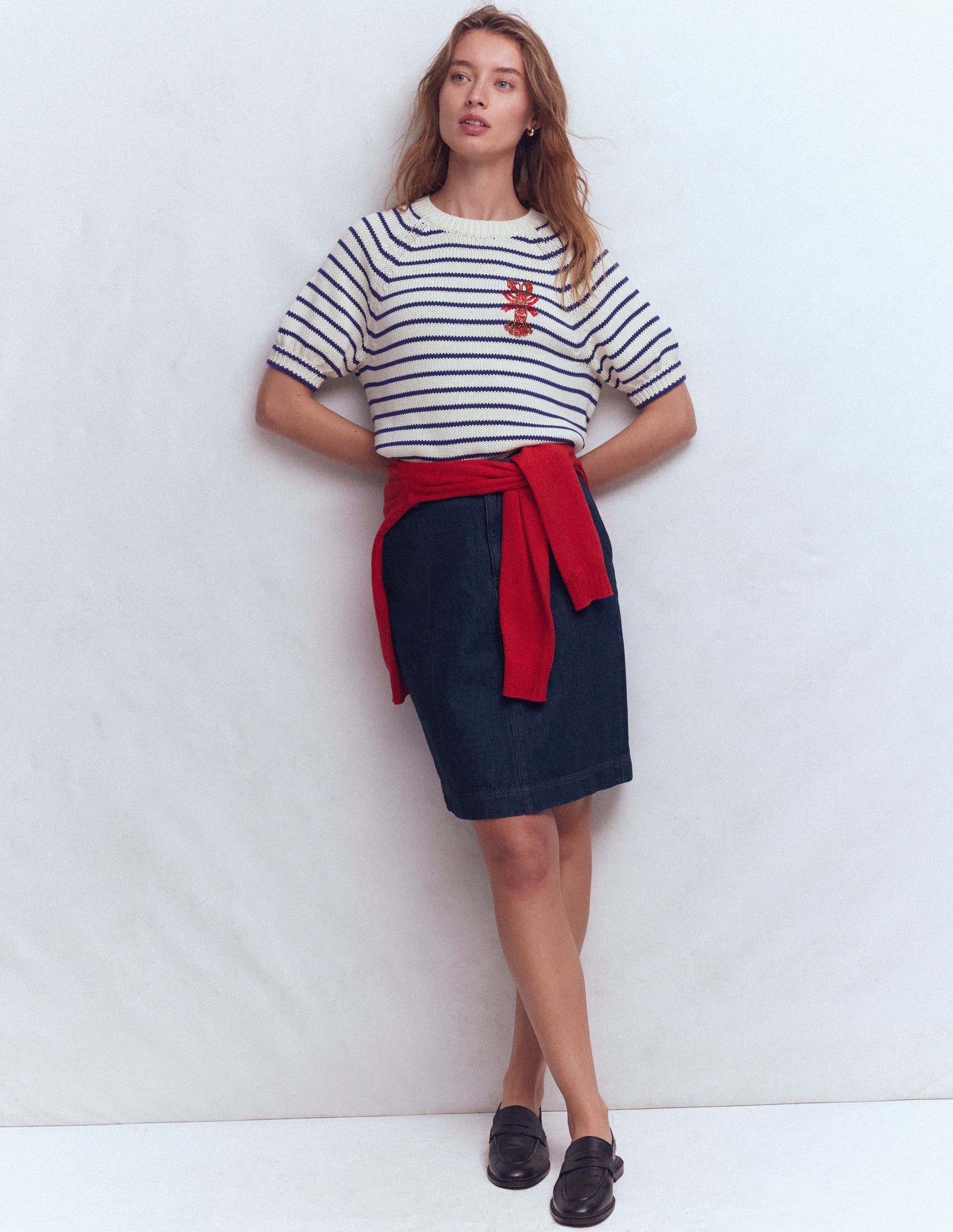 Straight Denim Skirt-Indigo - Image 1