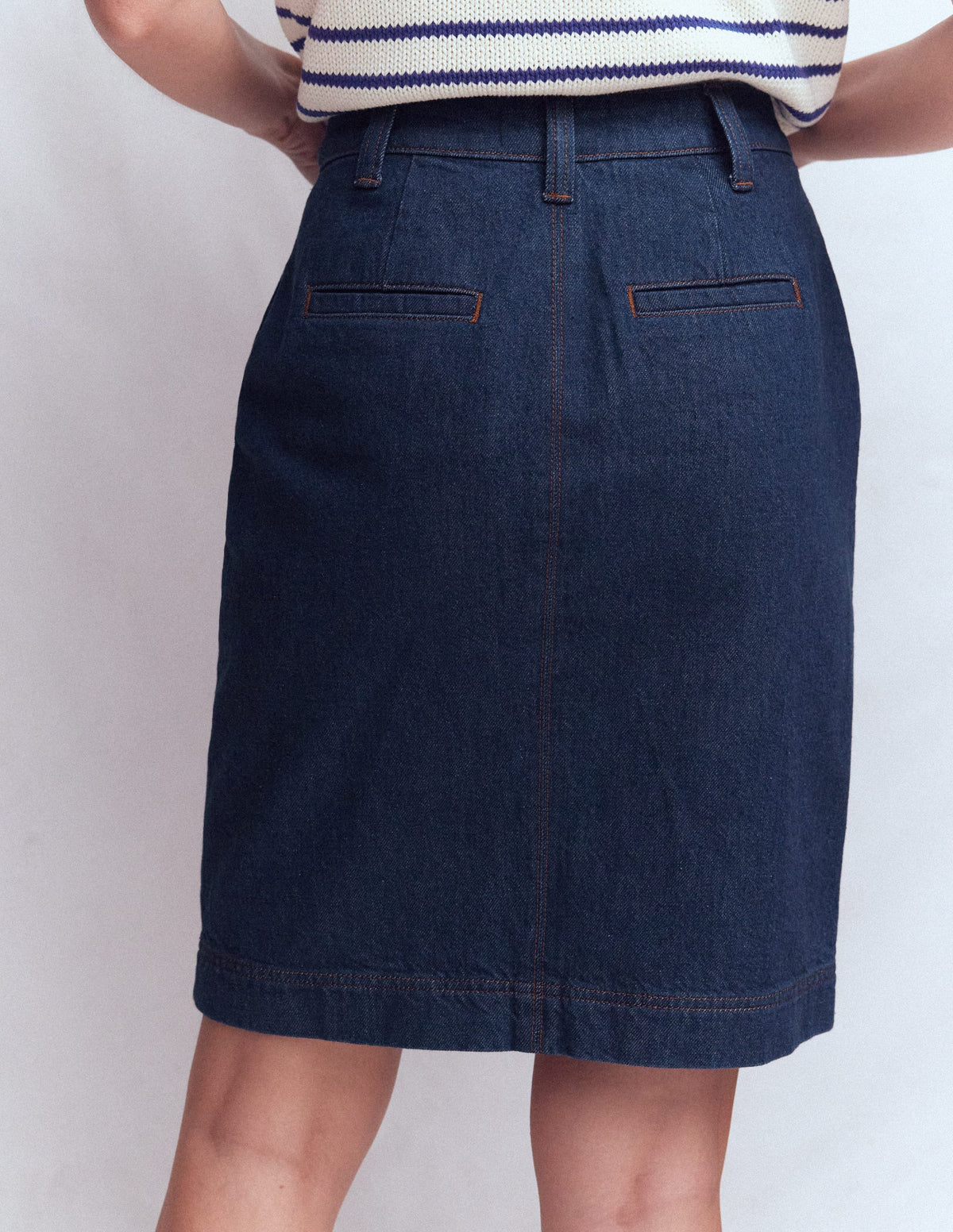 Straight Denim Skirt-Indigo - Image 3