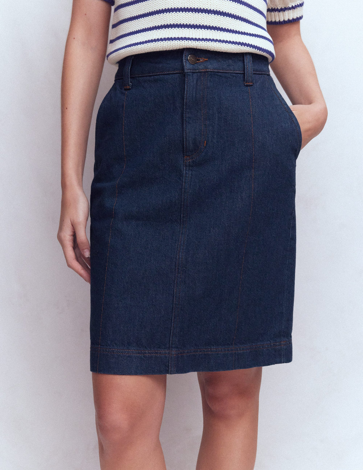 Straight Denim Skirt-Indigo - Image 4
