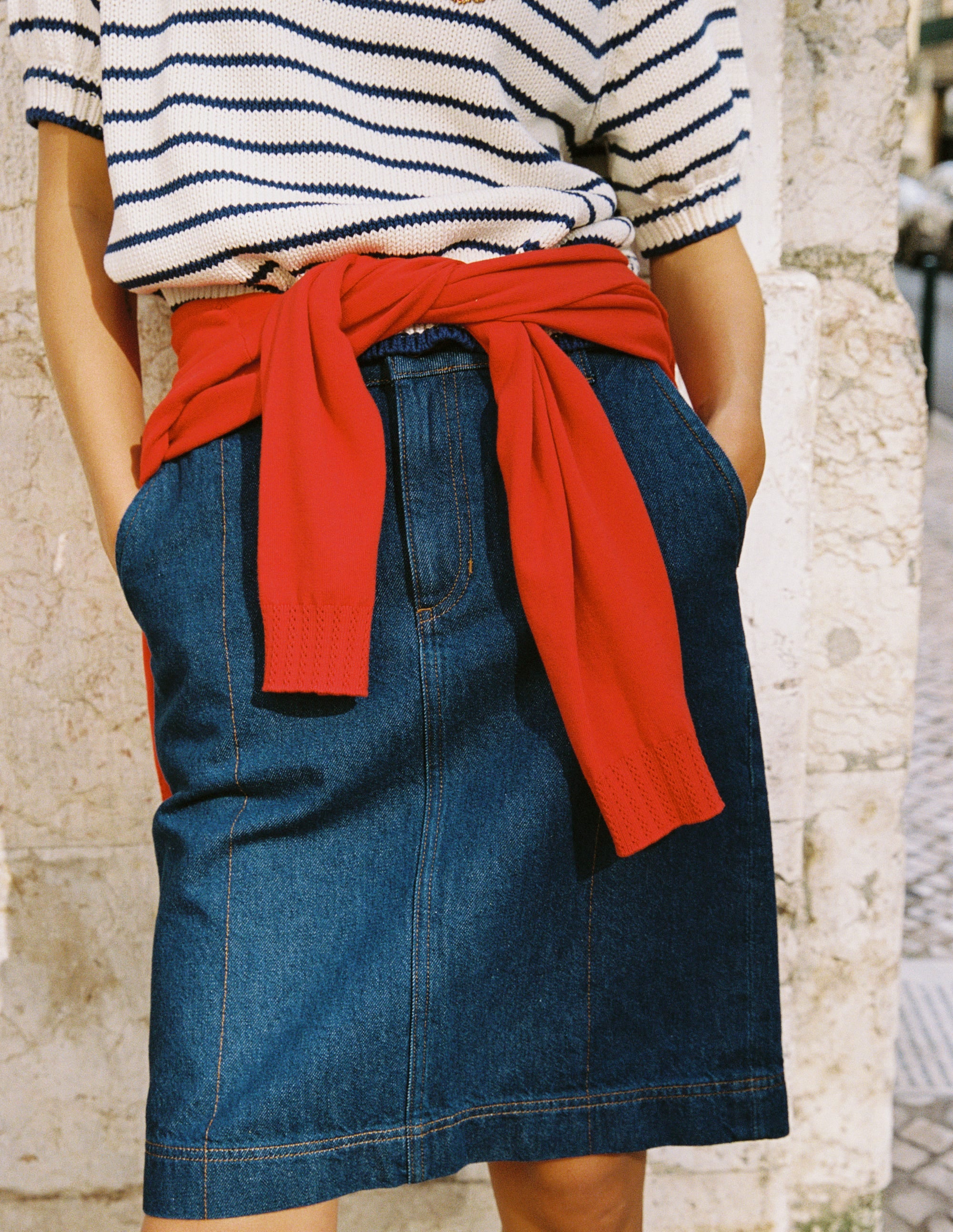 Straight Denim Skirt-Indigo - Image 6