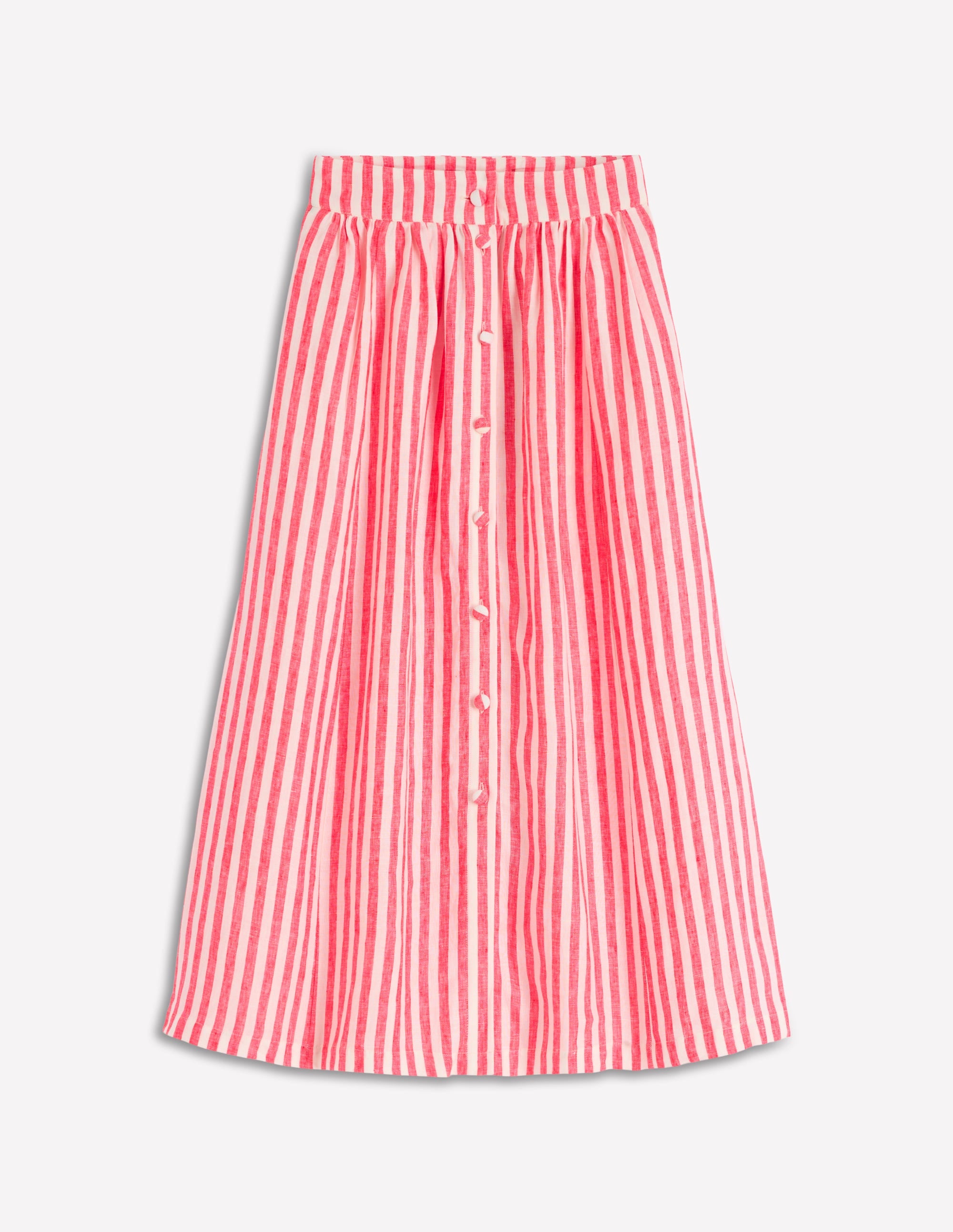 Emma Linen Maxi Skirt-Bright Cherry and Ivory Stripe - Image 6