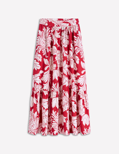 Abigail Poplin Maxi Skirt-Salsa, Delicate Blossom-5