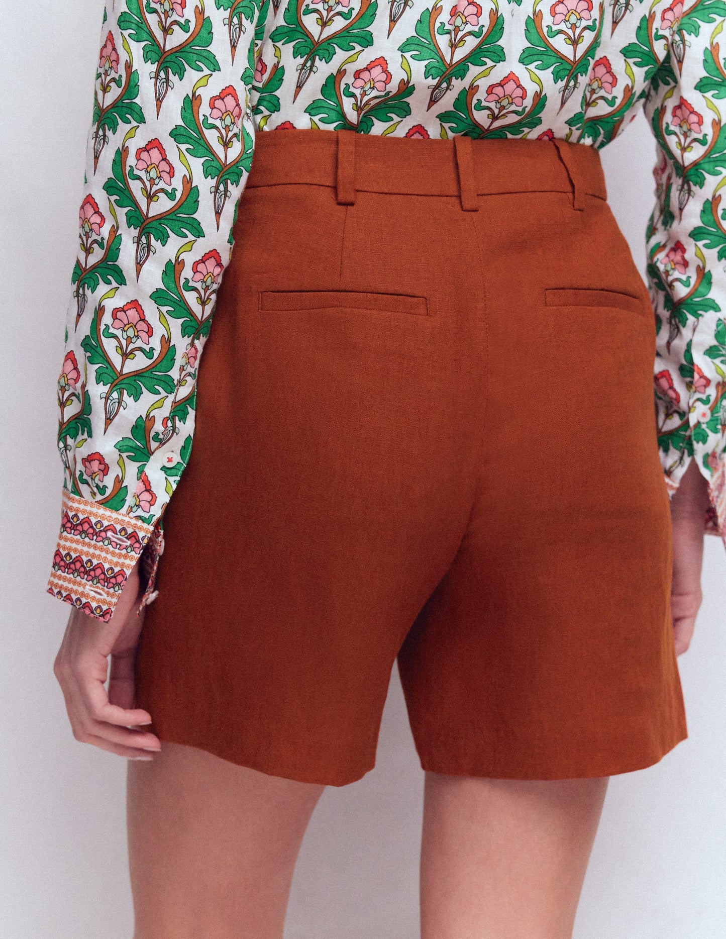 Belgravia Linen Shorts-Burnt Orange