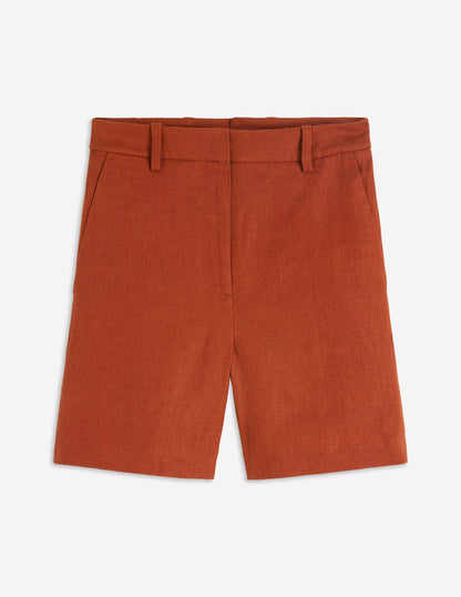 Belgravia Linen Shorts-Burnt Orange-5
