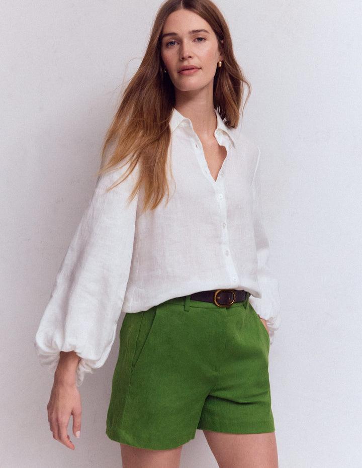 Belgravia Linen Shorts-Promenade Green