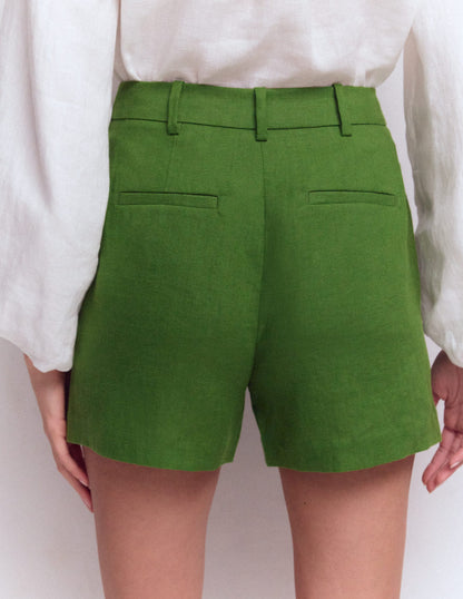 Belgravia Linen Shorts-Promenade Green-3