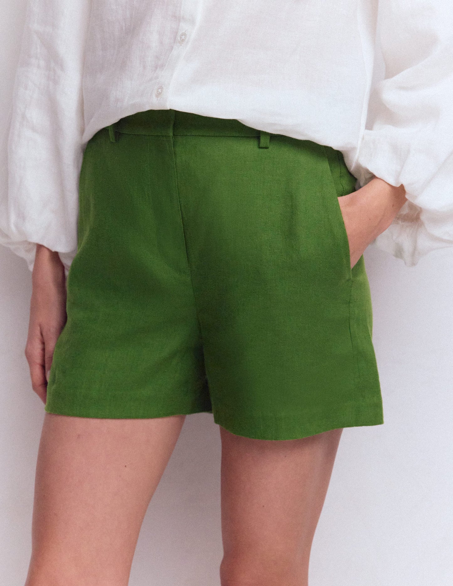 Belgravia Linen Shorts-Promenade Green