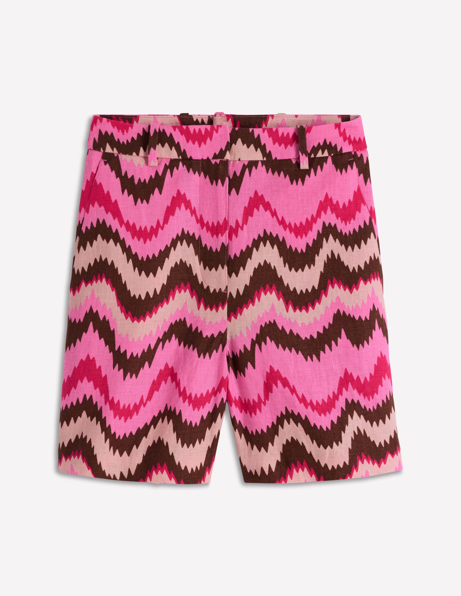 Belgravia Linen Shorts-Pink, Zig Zag Wave-7