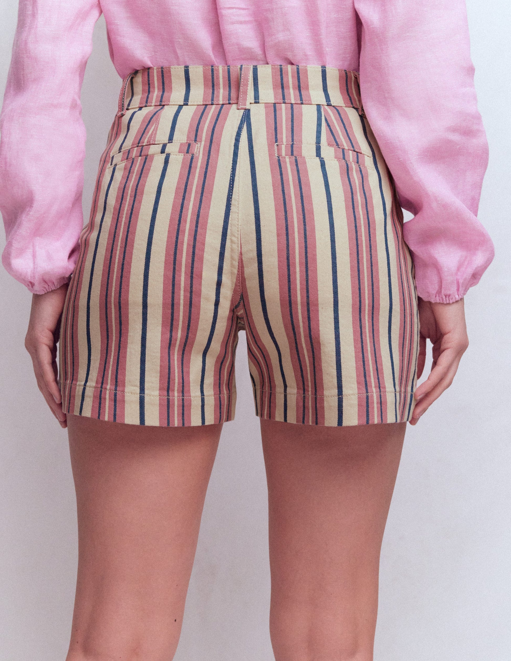 Primrose Denim Shorts-Pink Stripe-3