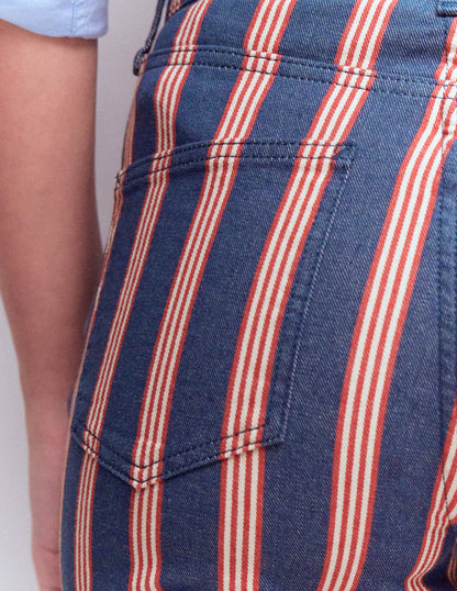 High Rise Straight Jeans-Navy & Red Stripe-2