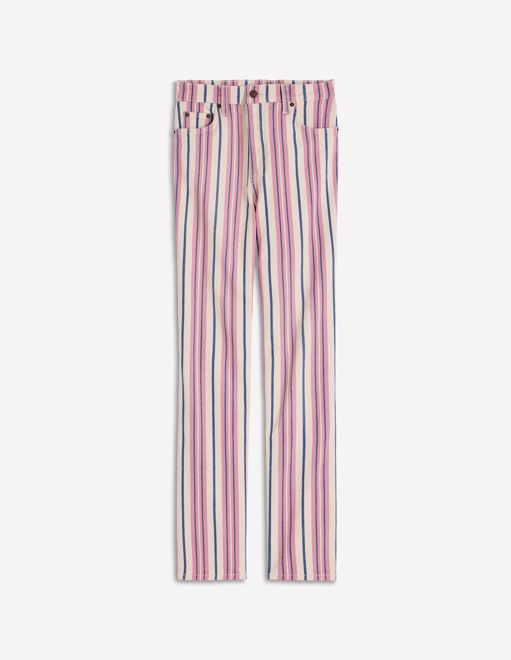 High Rise Straight Jeans-Pink, Blue & Ivory Stripe - Image 6