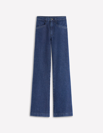 Pocket Detail Wide Leg Jeans-Mid Vintage-7