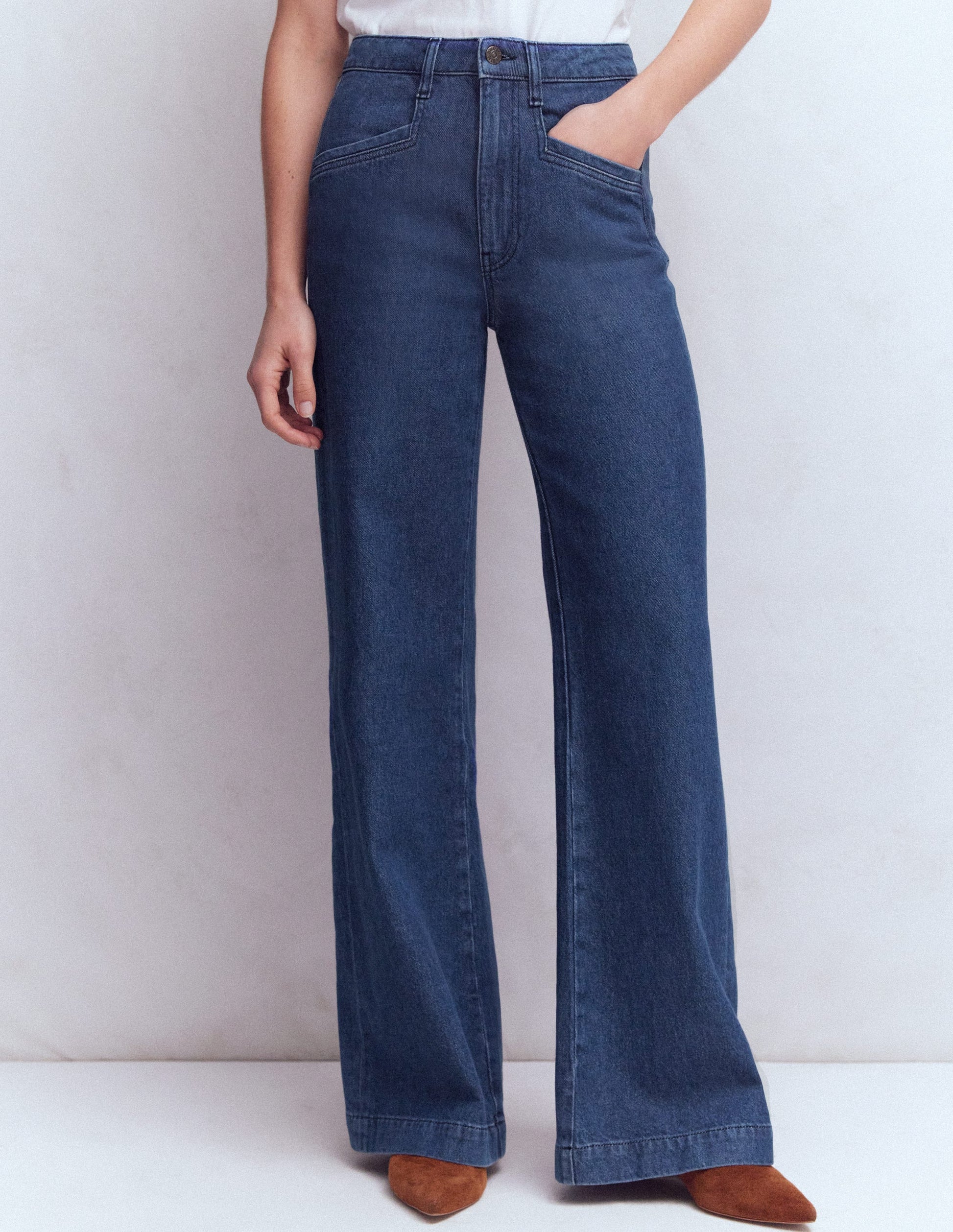 Pocket Detail Wide Leg Jeans-Mid Vintage-4