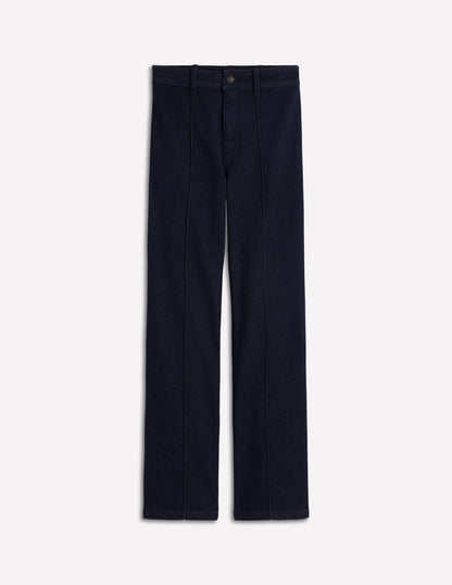 Pintuck Column Leg Jeans-Indigo Rinse-6
