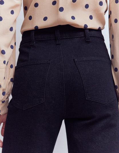 Pintuck Column Leg Jeans-Indigo Rinse-2