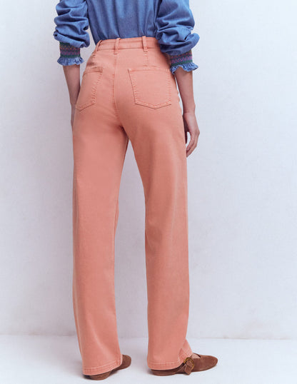 Pintuck Column Leg Jeans-Almond Pink-3
