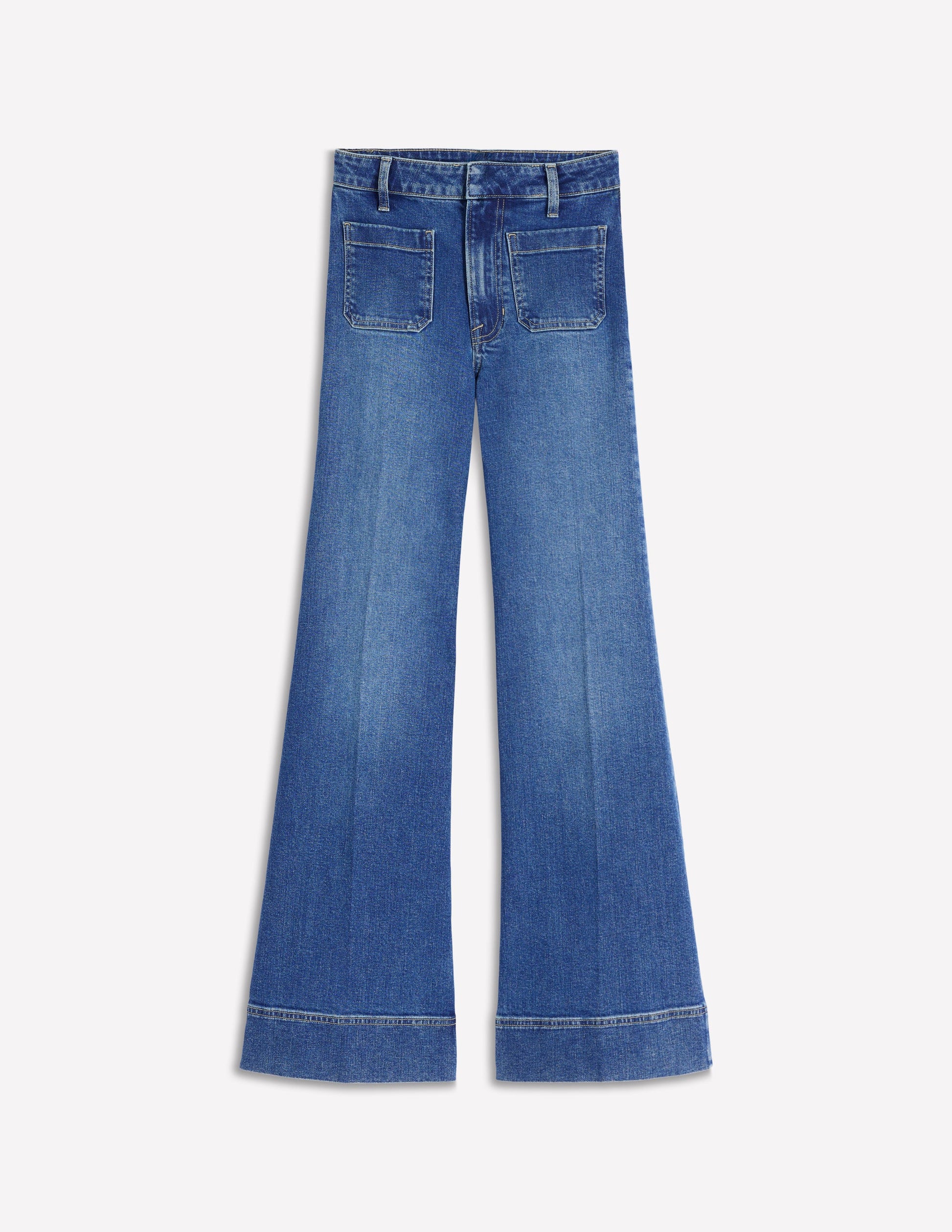 Patch Pocket Flare Jeans-Midwash-7