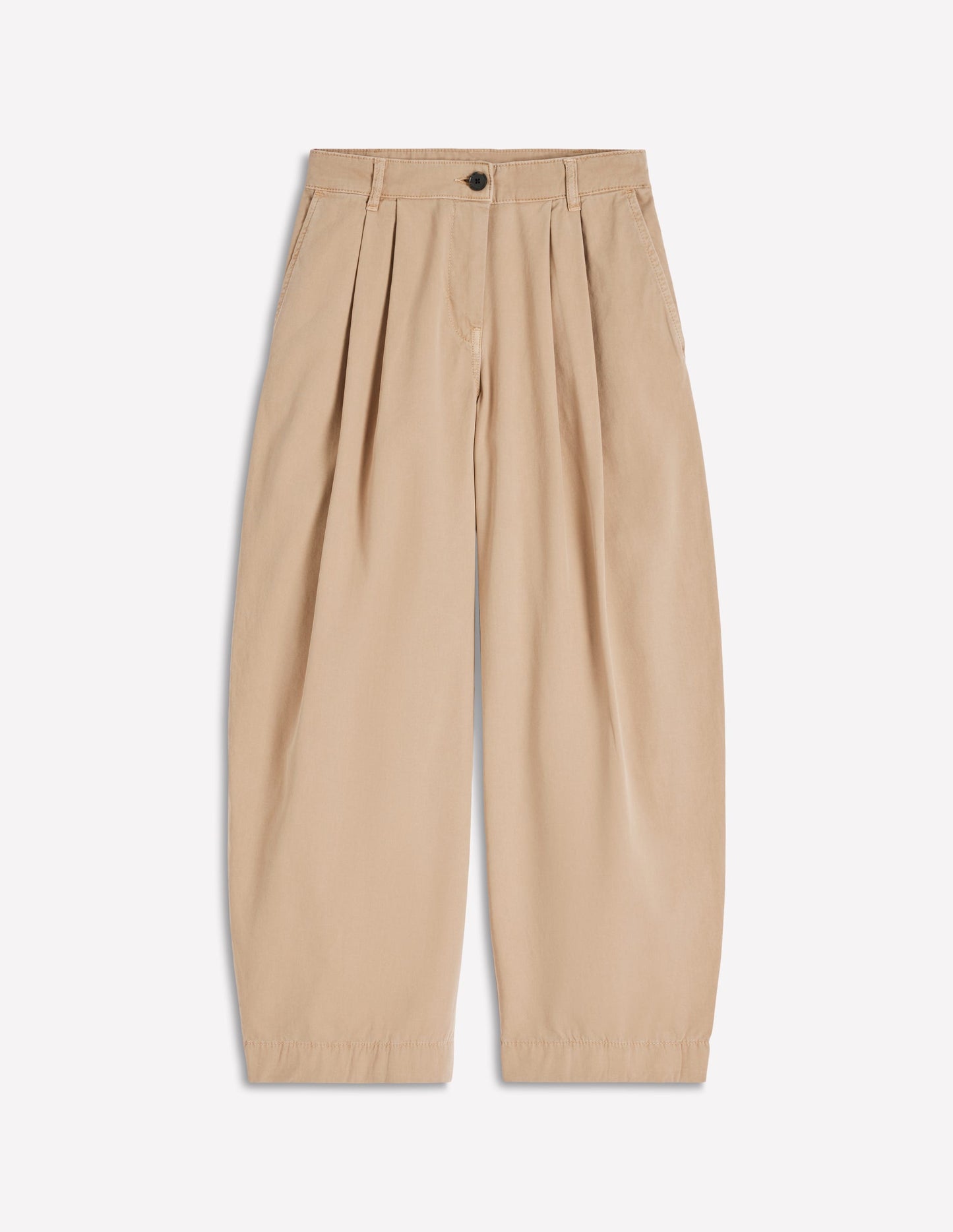 Pleat Barrel Leg Trousers-Stone