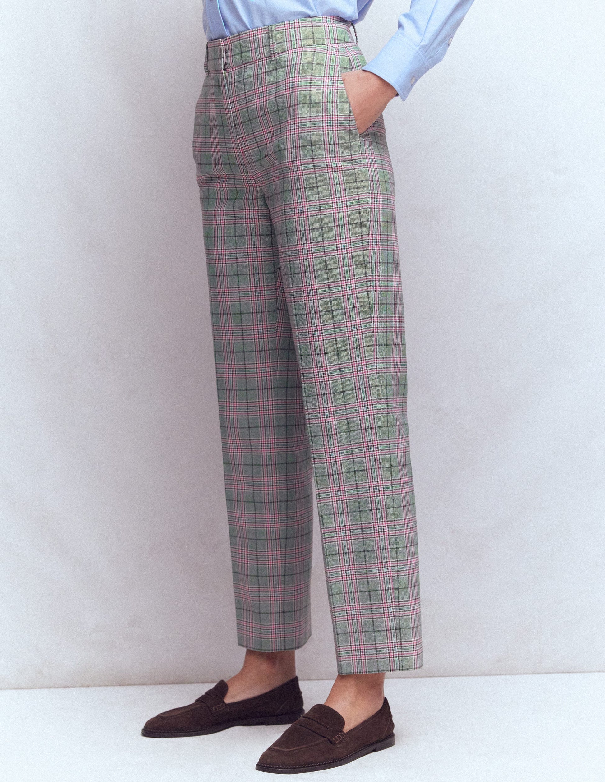 Canonbury Tailored Trousers-Green, Pink and Brown Check-4