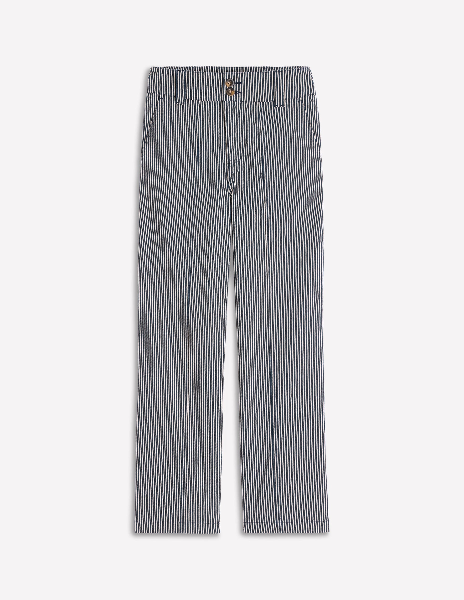 Straight Leg Chino Trousers-Blue and Ivory Stripe-6