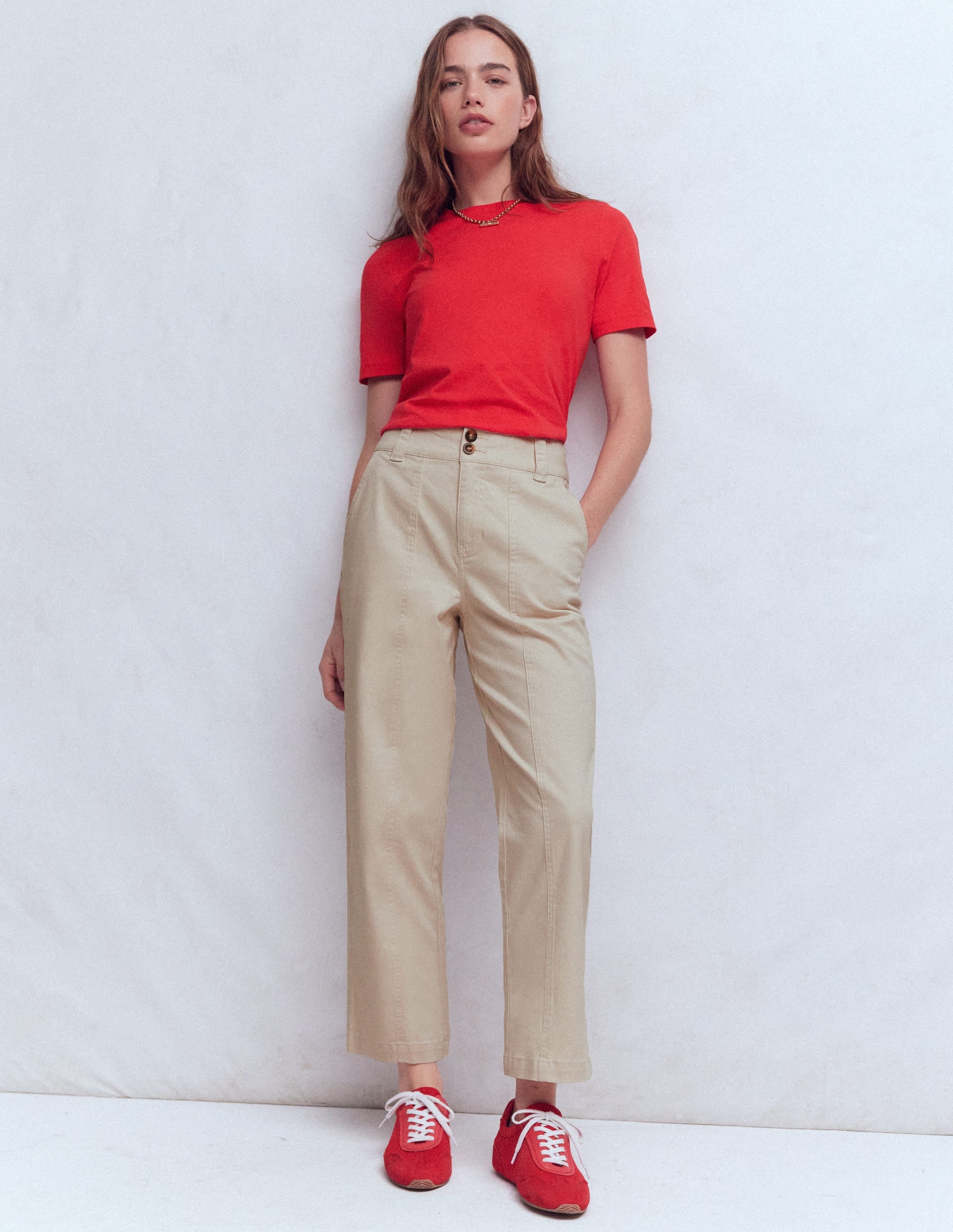 Straight Leg Chino Trousers-Almond Milk - Image 1