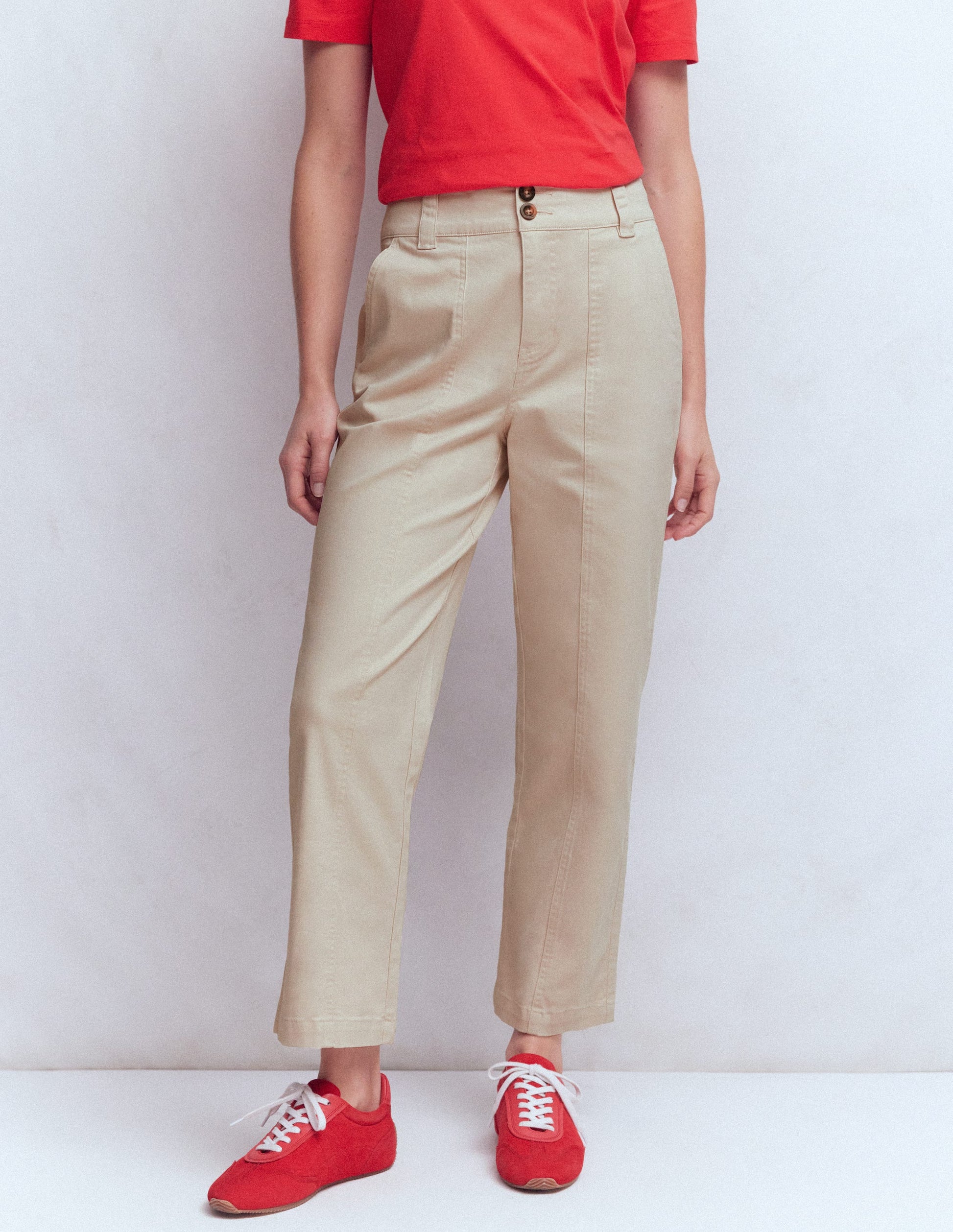 Straight Leg Chino Trousers-Almond Milk-4
